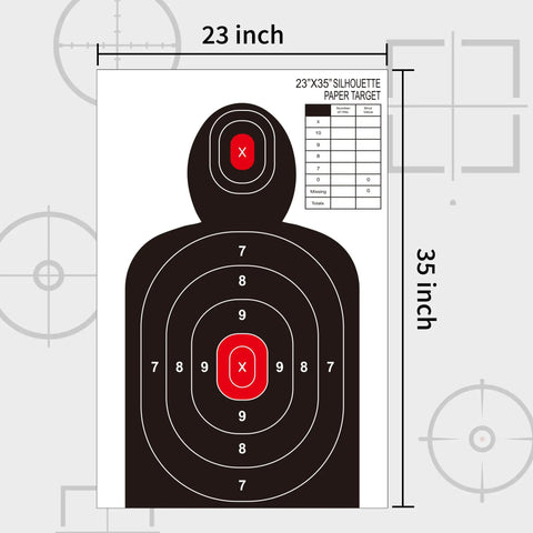 23x35 inch silhouette paper target for 10 Pack 23x35 Inch Silhouette Paper Targets For Shooting Great For Handguns Rifles Airguns BB Guns Indoor And Outdoor Range Day Sesh With Dual Zone Head And Body Targets For All Calibers