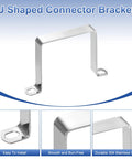 U Shaped Connector Bracket 6 Pack Heavy Duty 80x80mm 304 Stainless Steel Square Pipe Clamp For Door Rails Strut Channel Fixing Pipe Strap Clamp For Rectangular Tubes And Industrial Projects shown with mounting holes