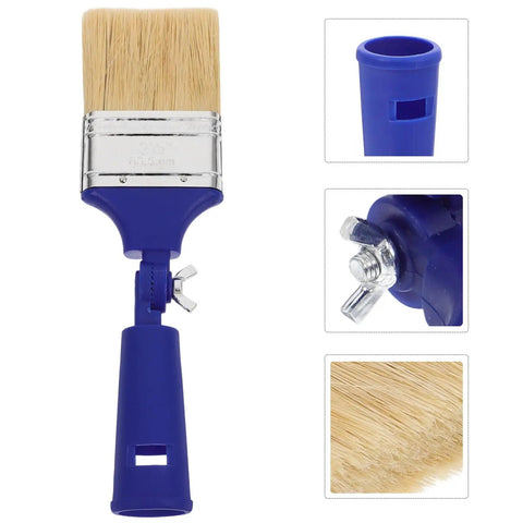 Pro Grade Adjustable 2.5 Inch Paddle Paint Brush With 270 Degree Angled Flat Tip, close-up detail of brush and handle adjusters