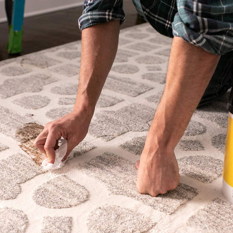 Person using Heavy Duty Fiber Weave Cleaning Wipes 8x7 Inches 40 Count Multipurpose Grime Buster on stone tile floor