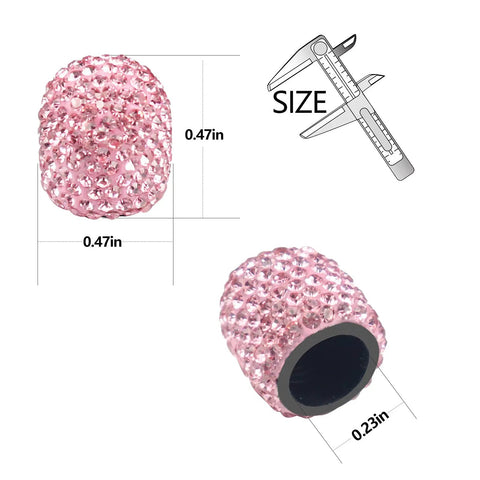 Pink Bling Valve Stem Caps With Sparkling Rhinestones Handmade Universal Car Tire Caps, 0.47in diameter, dustproof cover.