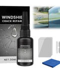 Windshield Crack Repair Kit for Cars All In One Glass Repair Kit for Chips and Cracks Easy DIY Auto Glass Fix That Restores Car Windows Mirrors and Glass Surfaces With Repair Liquid, includes repair liquid, razor, wipes, and application pads.