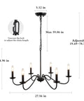 Black 6 Light Modern Farmhouse Chandelier With Industrial Candle Style For Dining Room Kitchen Foyer Hallway Dope Rustic French Country Lighting Fixture