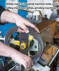 Beefy Durable Insulated Plastic Hand Wheel With Revolving Handle, 7.87 Inch Outer Diameter, used on lathe machine close-up