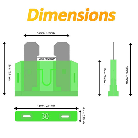 Dimensions of Built Tough Standard Blade Fuses Assortment Kit 30 Pack Automotive Electrical Replacement For Cars Trucks Boats And Suv.