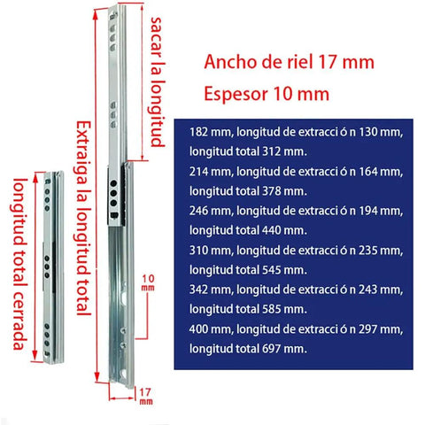 Two Pack Medium Soft-Close Ball Bearing Drawer Slides, Full Extension, 100 Lb Capacity, 9-Inch Travel, 17mm Wide