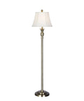 Metal Floor Lamp 60 Inch Antique Brass Finish With Cream Geneva Fabric Bell Shade 3 Way Switch Transitional Style Lighting