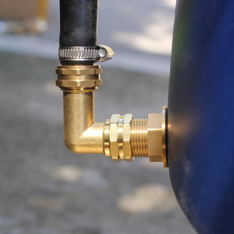 Solid Brass 90 Degree Hose Elbow Connector Set, 3/4 FHT To 3/4 MHT, Reduces Stress On RV Water Intake, No Leaks, Durable Rustproof Fittings, Includes 2 Brass Elbows And 2 Washers, Easy To Install; brass elbow on RV hose