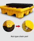 Heavy Duty Plastic Spill Pallet For Oil Drums And Industrial Liquids With Leak Proof Deck and nut-type drain port