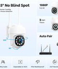 Wireless Home Security Camera System With 8 PTZ Outdoor Cameras and 16CH NVR, 355 Degree Pan Tilt Auto Tracking, AI Detection