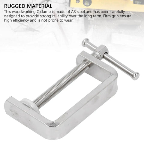 Heavy Duty Quick Grip C Clamp With Secure Locking Mechanism For Effortless Clamping Of Wood Or Metal Panels And Automotive Frames In Workshops And Cabinet Shops, A3 steel construction with smooth pads.