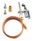 Urnqowuy Q314A4586 pilot burner kit with thermocouple, copper gas line coil, and mounting hardware.