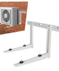 Top Shelf Heavy Duty Mini Split Wall Mount Bracket For Universal Ductless Air Conditioners with AC mounted on brick wall.