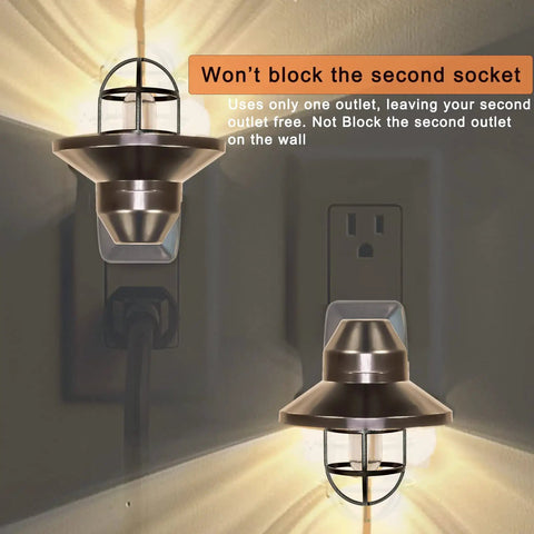 Six Pack Rustic Farmhouse Night Lights Plug In Dusk To Dawn 2700K Warm White With Vintage Black Cage, soft glow example