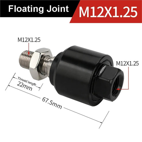 Floating Fisheye Joint For Piston Rod End Ball Head And Male Thread Knuckle Bearing Mounting For Universal Pneumatic Cylinders M12x1.25 Floating One Piece Built To Last Heavy Duty Industrial Grade, black metal, 67.5mm