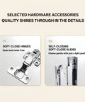 Selected hardware accessories for Top Shelf Floating Double Sink Vanity With Smart Led Defog Mirror And Slate Countertop.