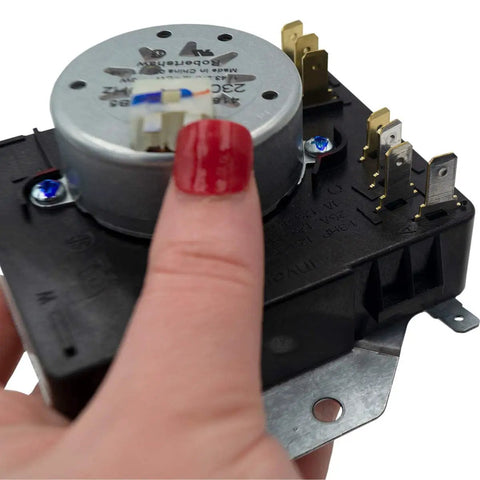 W10185976 Clothes Dryer Timer Replacement 230VAC 60Hz Model Specific Not Universal Black 8 Terminals close-up