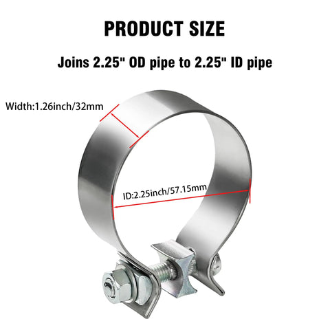 Two Pack Tough As Nails Stainless Steel Exhaust Band Clamps Sleeve For Butt Joint Pipes Fits 2.0 To 4.0 Inch Tubes Easy Install