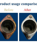 Exhaust flange gaskets, 3-inch, 2-pack; perforated metal, high-temperature reinforced, rusted vs cleaned side-by-side