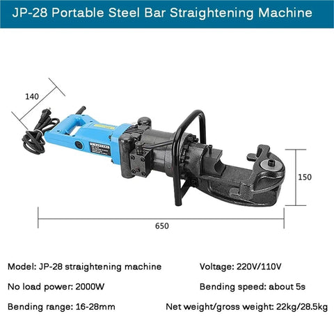 Electric Rebar Cutter And Portable Steel Bar Bender For Blazing Fast Spark Free Cutting With A Hella Sturdy Build And Zero Headache Button Operation For Gritty Construction Sites, blue portable straightening machine with gauge.
