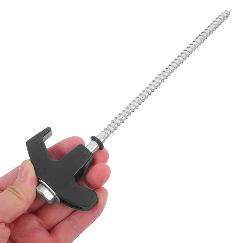 Heavy Duty Carbon Steel Tent Stakes Set With Plastic Head And Gray Remover Tool 8x200mm Screw Ground Anchors in hand