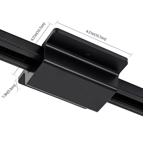 Close-up of floating canopy connector from 26 Foot H Type Track Lighting Kit With Floating Canopy Connector In Black Finish