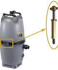 Heavy Duty Threaded Rod And Retainer Clamp Ring Knob Assembly shown with pool filter, indicating its fit for DEV DEL DE models.