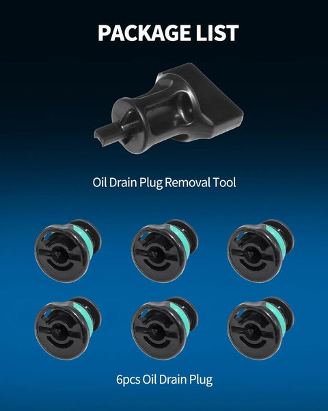 No Leak Oil Drain Plug Set With Removal Tool 6 Pack Compatible With Volkswagen 1.8L 2.0L Petrol Engines And Audi Lineup Display