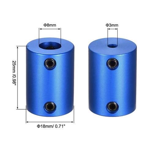 3 To 8mm Bore Rigid Shaft Coupling With Set Screws Aluminum Alloy 25mm Length 18mm Outer Diameter Sleek Dark Blue Motor Accessory