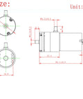Technical diagram of Compact 12V DC Air Pump Booster With Silent High Flow Mini Design For Medical Equipment, Aquariums, Water Dispensers.