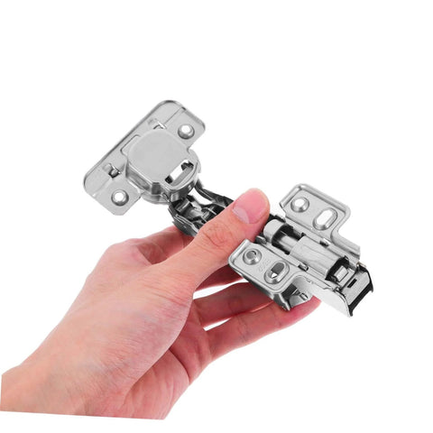 Person holding Soft Close Cabinet Hinges With Quiet Damping For Full Overlay Kitchen Cabinets And Face Frame Hardware 2 Pack Durable Steel Silver Finish