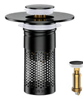 Universal Bathroom Sink Drain Strainer And Pop Up Stopper Hair Catcher with 304 stainless steel body and black finish.