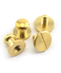 Top Notch Solid Brass Sam Browne Screw Studs With Nail Round Rivet Ends, 6mm heads, durable brass for DIY projects.