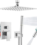 Ceiling Mount Shower System With Rain Showerhead And Handheld Spray High Pressure Chrome Finish 12 Inch Includes Rough In Valve