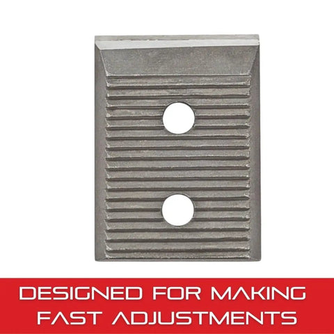 Close-up of single 7 inch carbide tipped jaw for Cut Nipper, shows grooved design and mounting holes, heavy duty precision tool.