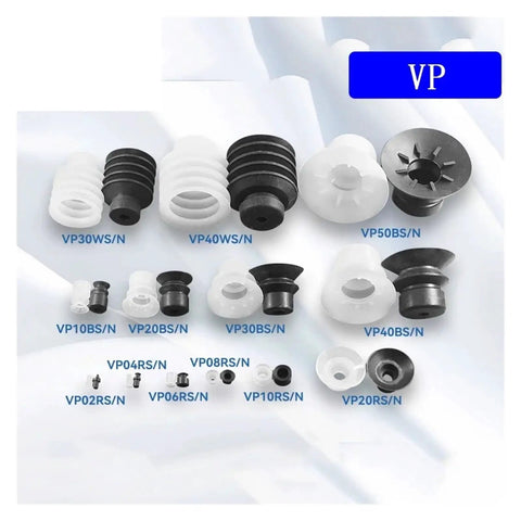 Top Rated 5 Pcs VP10~50 Series Vacuum Sucker Silicone Nozzle Set Precision Fit For Industrial Automation Parts; various sizes displayed.
