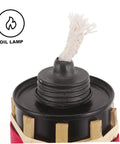 Close-up of the oil lamp top of a 2 Pack Faux Bamboo Tiki Torches Outdoor Decor For Backyard Handmade Bamboo Torch Lights.