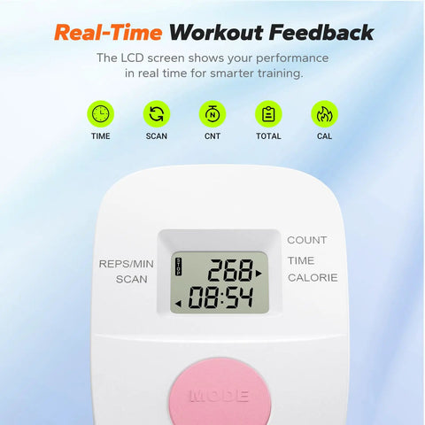 LCD screen of Your New Home Gym Essential With This Adjustable Ab Trainer showing real-time stats for workout feedback.