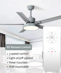 WiFi Universal Ceiling Fan Light Remote Control Kit With Built In Mute And Timer shown with remote in modern living room