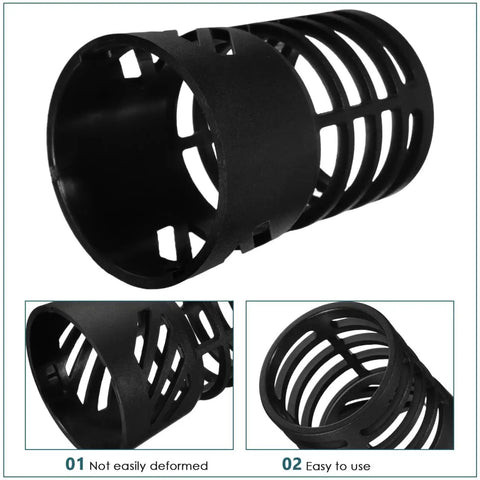 Heat Resistant Shield Cover For Hot Air Machines 3.54 x 2.36 x 2.36 In., cylindrical black protective cage, side view