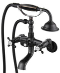 Oil Rubbed Bronze Clawfoot Tub Filler With Wall Mount, Vintage Style Tub Faucet With Handheld Shower, Double Cross Handles