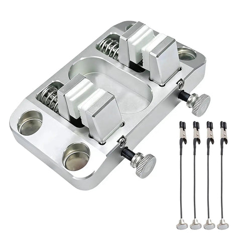 Khbyt Heavy Duty Aluminum Welding Clamp With 4 Strong Magnets and Temp Resistant Jaw, featuring adjustable jaws and clamps.