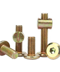 Kickstart Your Next Build With These Heavy Duty Furniture Screw And Nut Sets Featuring Horizontal Hole Hammer Nuts For Solid Wood Board Assembly Includes M6 Cross Dowel Connectors And Forty Total Pieces For Reliable Knock Together Success featuring various heavy duty M6 screws and nuts.
