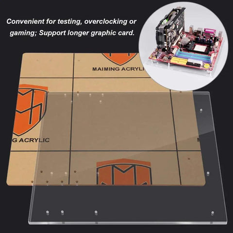 Open Air Computer Case For M-ATX Motherboard With Acrylic Transparent Frame And DIY Base Stand, Great For Gaming