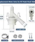 RV Pedal Flush Toilet Water Valve Repair Kit For Select 300 301 310 311 320 321 Series Fits Like A Glove With Freeze Resistant ABS Build And Hassle Free Install Replacement 385311641 white valve with clamp, filters, and screws