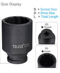 Deep Impact Socket 41mm, Half Inch Drive, 78mm Length, CRMO 12 Point with size display, heavy duty socket for projects and repair