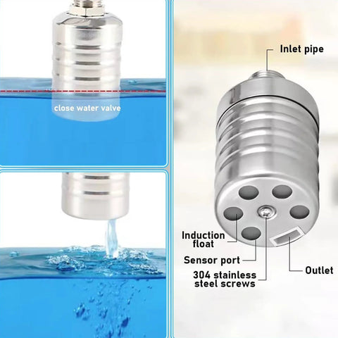 Auto water level float valve, 304 stainless steel, top/side entry for tanks and ponds