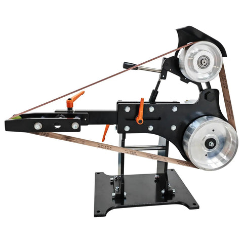 Kick Butt In The Workshop With This 2Hp Variable Speed Belt Sander Grinder, featuring aluminum wheels and heavy-duty belts.