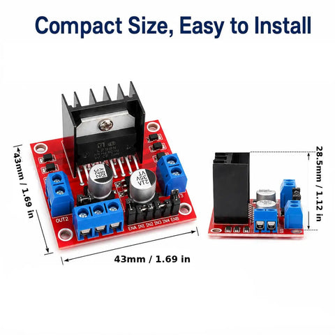 4 Pack Dual H Bridge DC Motor Driver Module For Arduino Uno R3 Mega 2560 Raspberry Pi And DIY Robots compact 43mm x 28.5mm board
