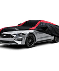 Ford Weatherproof Car Cover For All Weather Use With Red Stripe Design, covering a 1994-2025 Ford model, showcasing sporty look